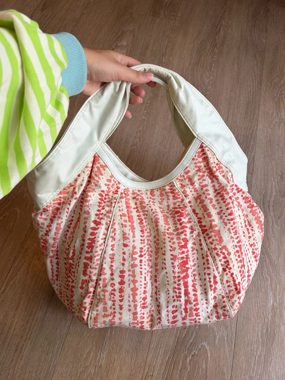 Y2K Cream & Coral Patterned Women’s Hobo Bag